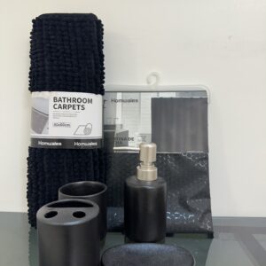 Black 6 in 1 Bathroom Set